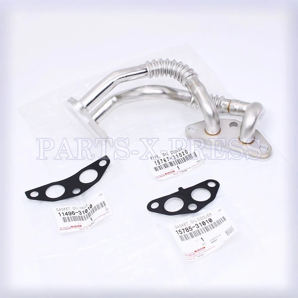 GENUINE OEM TOYOTA VENZA LEXUS RX350 ENGINE OIL COOLER PIPE WITH TWO GASKETS SET Foto 2 de 4