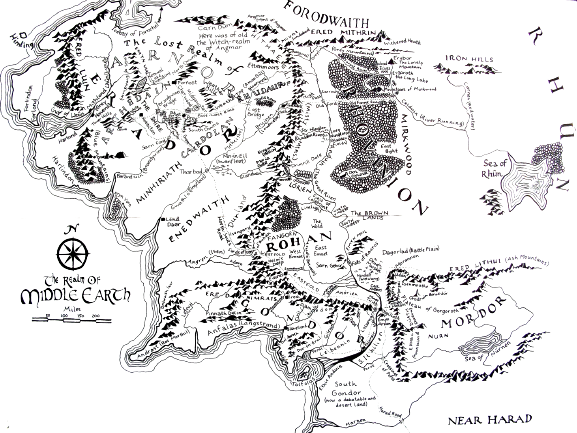 Lord of the Rings Middle Earth Map Laser Engraved Wooden Tolkien Wall ...