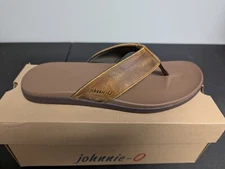 NIB MEN'S JOHNNIE-O DOCKSIDE LEATHER SANDAL, COLOR: BROWN, SIZE: 9