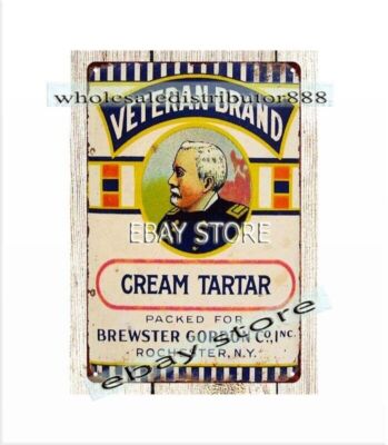advertising poster wall art Veteran Brand Old Spice cream tartar metal tin sign