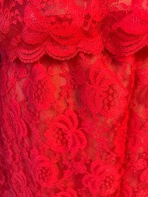 VTG LOVELY!! DEENA 2PC SET RED FLORAL LACE CAMI CAMISOLE&HALF SISSY SLIP* 32 S