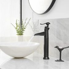 SimplyCopper 13" Single Hole Waterfall Copper Vessel Sink Filler Faucet ORB