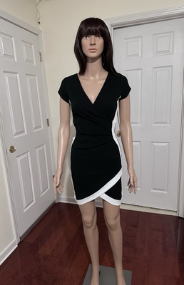 Almost Famous Black and White Bodycon Dress Women s Size Small