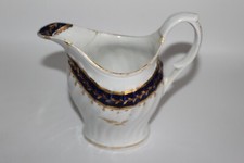ANTIQUE CHAMBERLAINS WORCESTER FLUTED JUG Pat 84 COBLAT & GILT BORDER - DAMAGED
