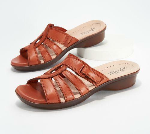 Clarks Womens Collection Leather Slide Sandals-Loomis Gale TINI {&}