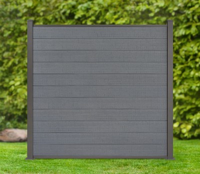 WPC Zaun Eleganz Grau Sichtschutz Gartenzaun Windschutz Blickdicht 180x180cm