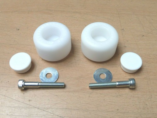ZERO MOTORCYCLES DSR 2017-2020 BAR END SLIDERS MUSHROOMS PIUCKS KNOBS PADS WHITE - Picture 2 of 8