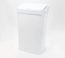 NINESTARS 13.2G Stainless Steel Motion Sensor Trash Can in White Small Dent USED