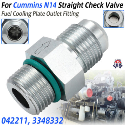 For Cummins N14 Application Straight Fuel Check Valve Fitting