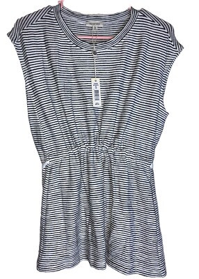 NWT Max Studio White/ Black Stripe Cinched Waist Blouse Small $58 New With Tags