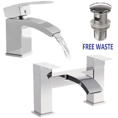 Modern Bathroom Tap Square Basin Sink Bath Filler Shower Mixer Tap Set