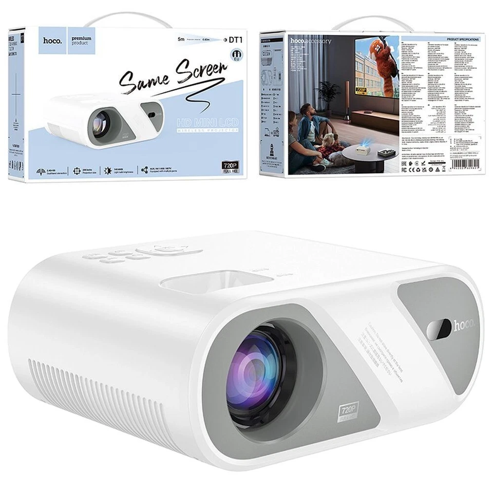 HOCO DT1 PROIETTORE HD 200" 720P Wi-Fi BLUETOOTH STREAMING MIRRORING WIRELESS
