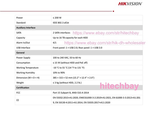 DS-7616NI-M2/16P 16CH 16PoE 2SATA Ultra 8K NVR 32MP 256Mbps bandwidth - Afbeelding 8 van 8