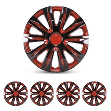 New 13inch Black Red Wheel Covers Snap On Full Hub Caps Fit R13 Tire Steel Rim