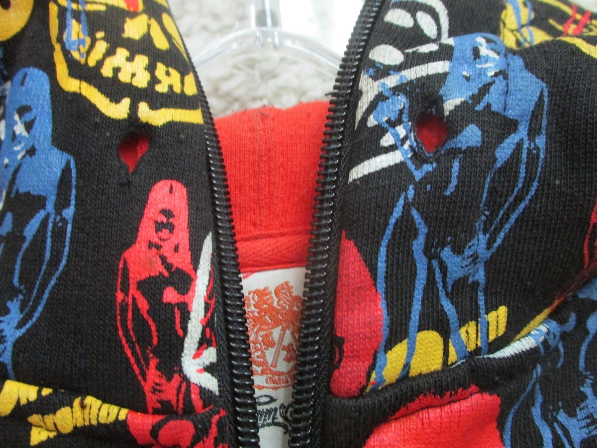 VINTAGE Johnny Blaze Sweater Large Black Colorful Full Zip