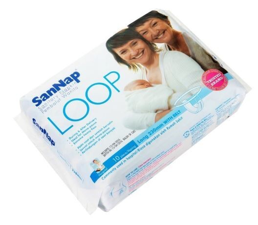 SanNap Loop Maternity Sanitary Napkin with Belt 10s X 3 Pads Heavy Flow Hospital