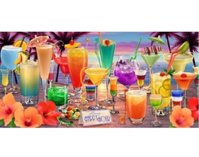 New Happy Hour Mixed Drink Margarita Beach Bath Pool Gift Towel Beach Party Luau