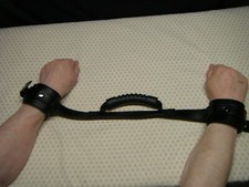VEGAN LEATHER WRIST CUFFS WITH HANDLE HANDCUFFS FOREPLAY GAME  210107001