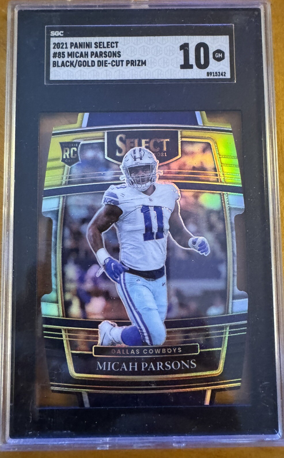 2021 Select Micah Parsons Black & Gold Die Cut Prizm Concourse Rookie Sgc 10