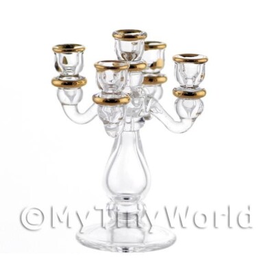 Miniature Doll Chalet 4 Arm Glass With Gold Finish