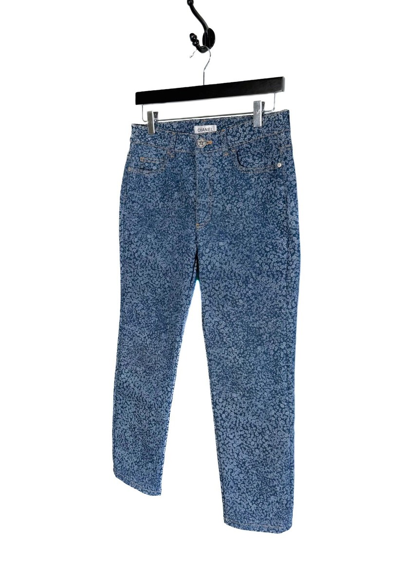 CHANELシャネルブルーデニム34 2022年 秋冬 CHANEL シャネル デニムパンツ ココマーク ブローチ