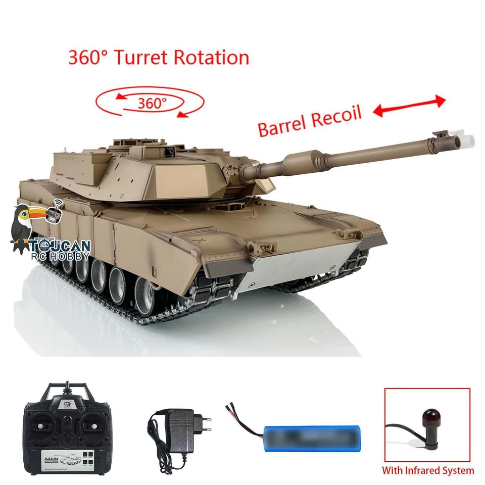 HengLong 7.1 1/16 3918 M1A2 Abrams Metal Chassis Plastic Hull RTR RC Tank IR BB - Image 4 of 4