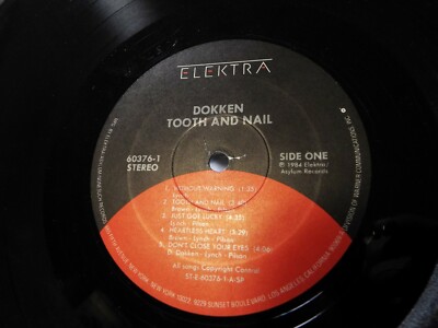 DOKKEN TOOTH AND NAIL LP VINYL ALBUM | eBay
