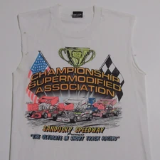 Vintage 90s Sandusky Speedway Sleeveless T-Shirt Supermodified Racing Race