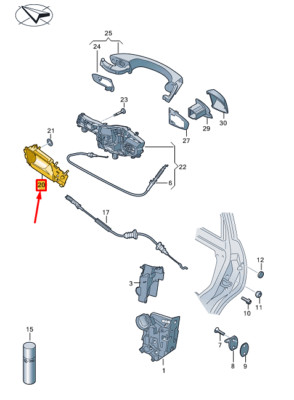 VW Tiguan AD Öffnungsgriff hinten rechts innen 5NA839020DEVO Brandneu OEM