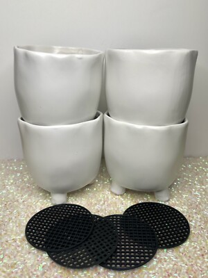 Footed Flower Pot Planter Ceramic Set Of 4 Beautiful 