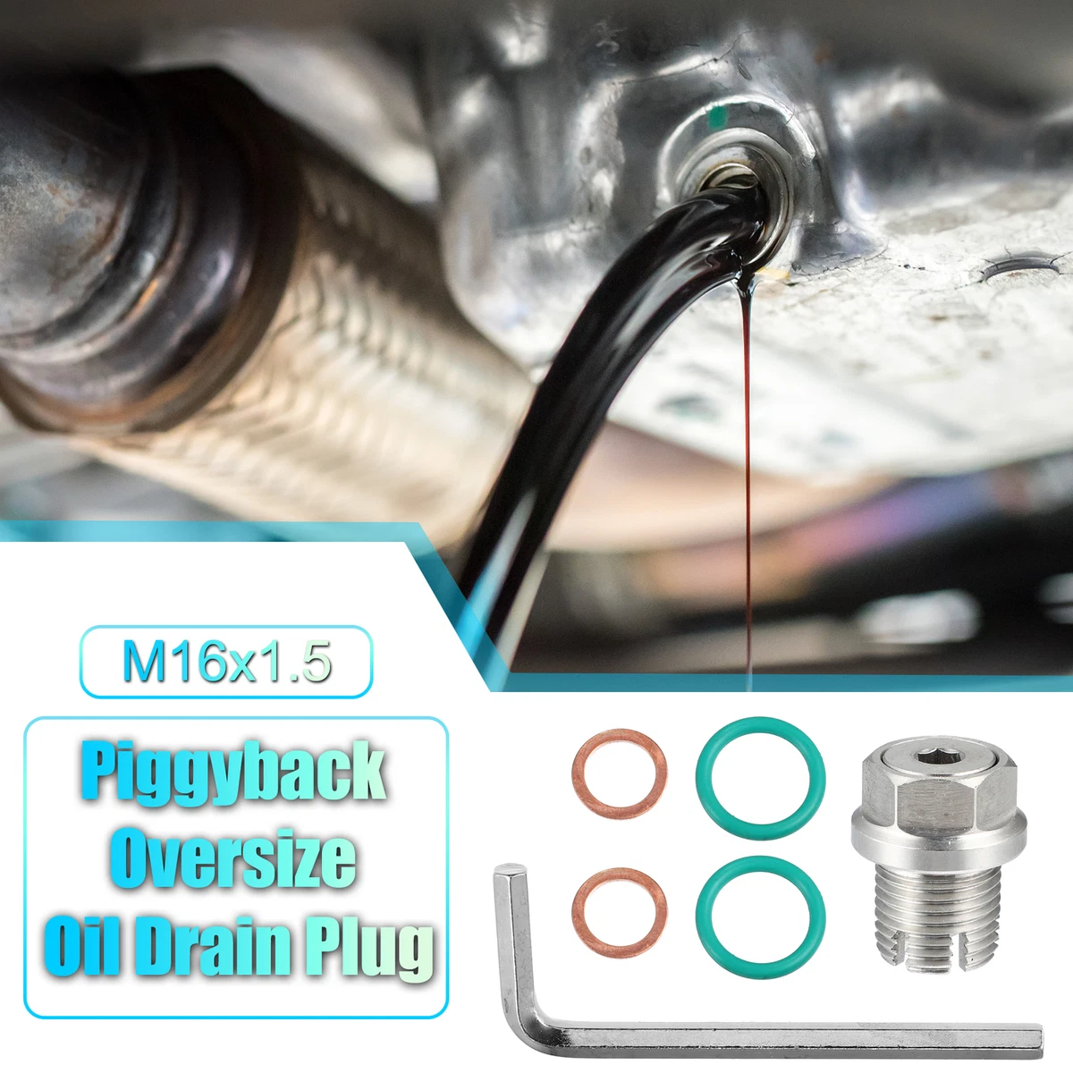 X 15mm Oil Drain Plug Oversize Piggyback Stainless Steel