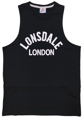 Lonsdale London Sleeveless Top Men's Black Activewear Tank Top Size S Crew Neck
