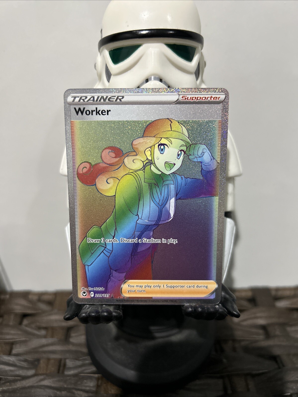 Worker 209/195 - Pokemon TCG - Silver Tempest - Rainbow Secret Rare - NM