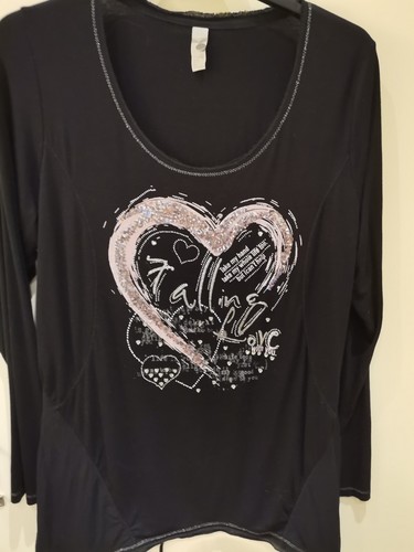TREDY Shirt/Tunika langarm Rücken-Schnürung Schwarz Gr. 44