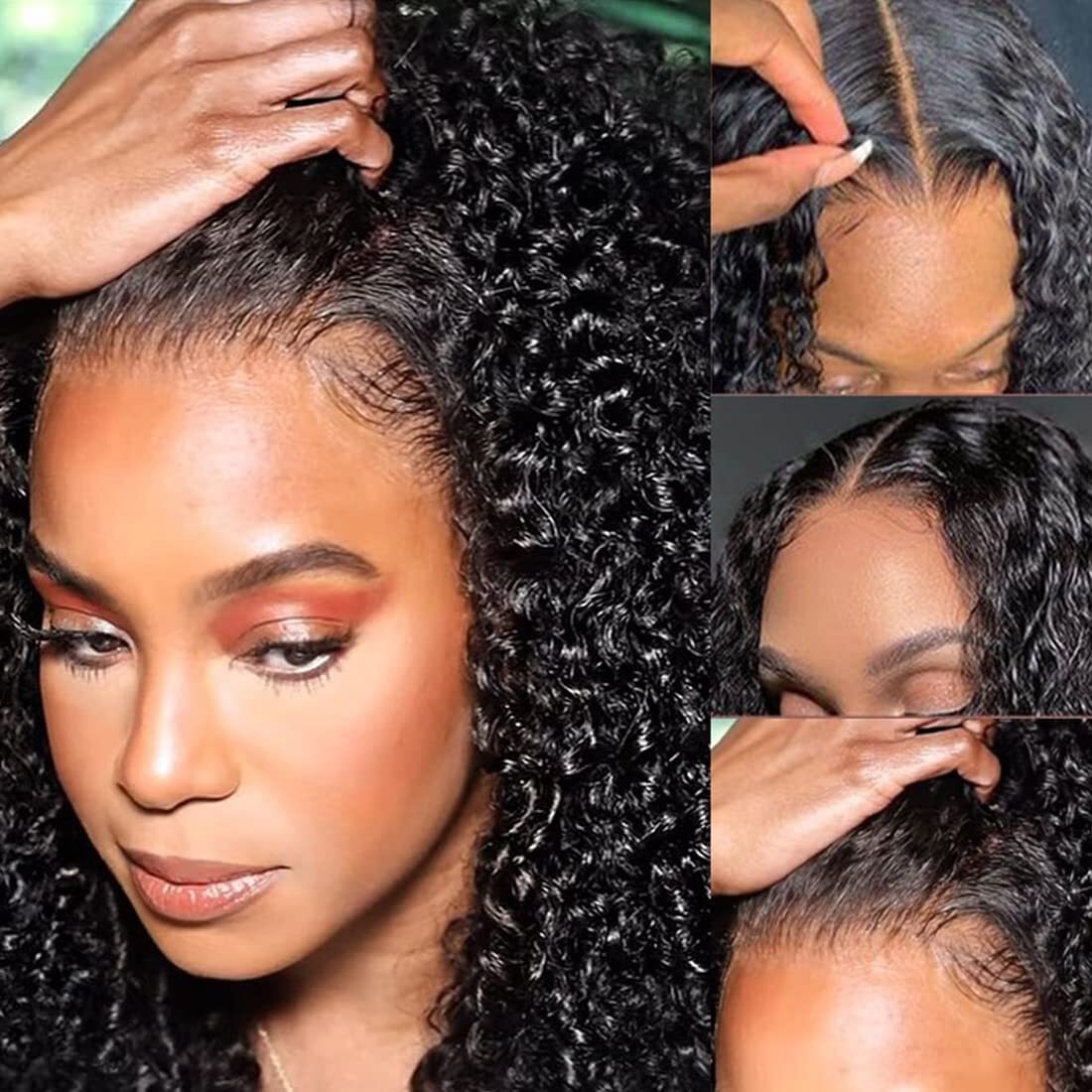 13X4 Mongolian Afro Kinky Curly Lace Front Wigs Curly Human  display picture 2