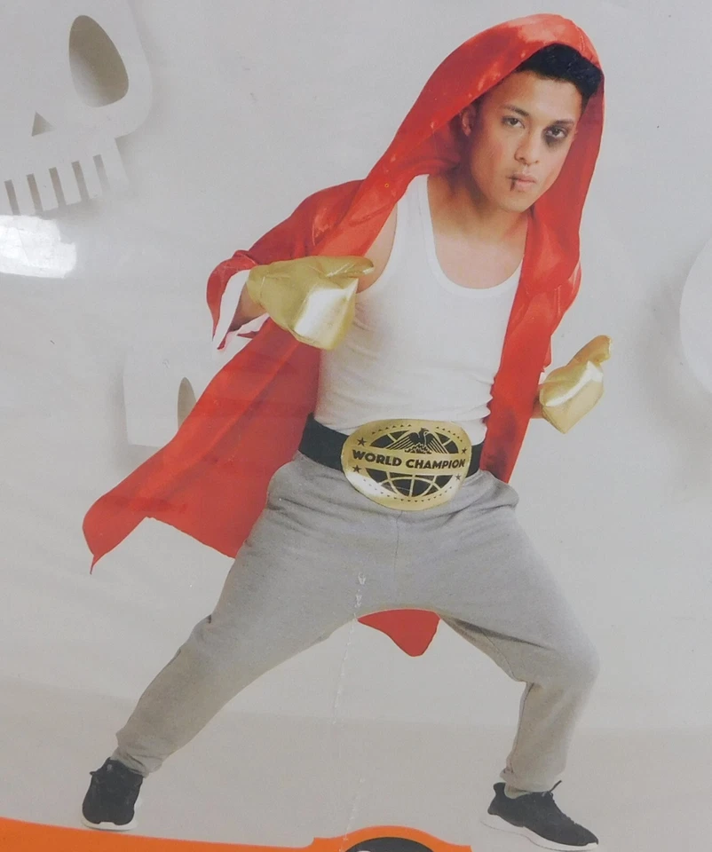 Adulto OS Luchador Campeón Mundial Boxeador Halloween Disfraz Bata Guantes Cinturón #4200 Foto 2 de 4