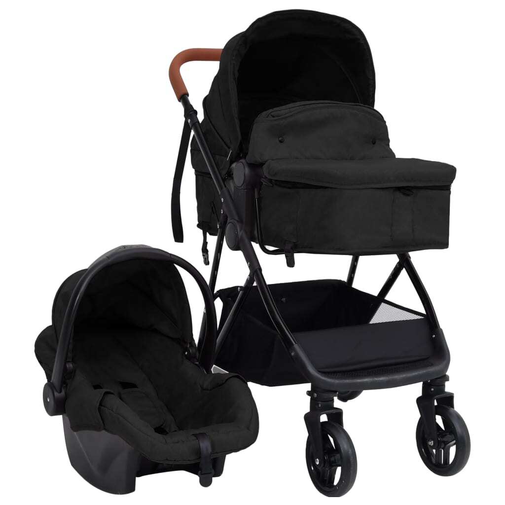 Poussette bébé 3 en 1 vidaXL évolutive avec châssis robuste