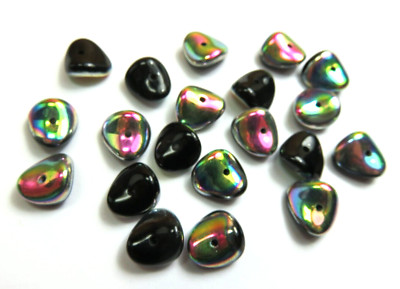 20 Pcs ~ 8mm ~ OP BLACK AB ~ CHIP SHAPE ~ CZECH GLASS BEADS LOT
