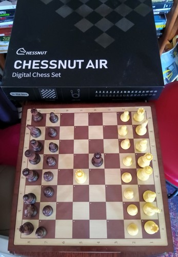 Chessnut Air Electronic Chess Set Dark Brown Beige Wood Plastic Board & Pieces