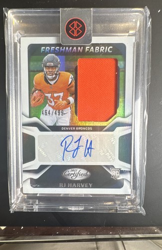 RJ HARVEY  2025 Panini Certified- Freshman Fabric Mirror Signatures  /99 - Picture 1 of 2