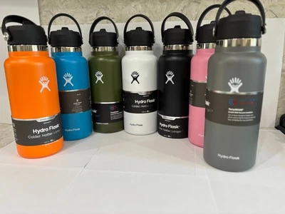 Hydro Flask Water Bottle 32OZ Stainless Steel Wide Mouth lid with straw lid