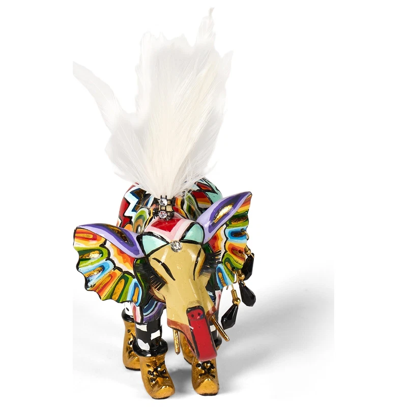 ELEFANTE Statua Scultura Tom's Drag 3000 Tuffi 14 cm Piume Pop Art Portafortuna, fotografia 6 di 9