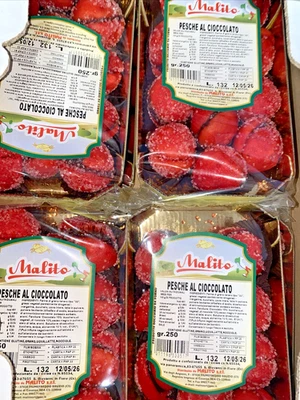 MALITO DOLCE PASTICCERIA 4 PESCHE AL CIOCCOLATO PESCHINE DOLCETTO BAMBINI BIMBI REGALO