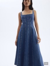 H&M Flared-Skirt Denim midi Dress NWT