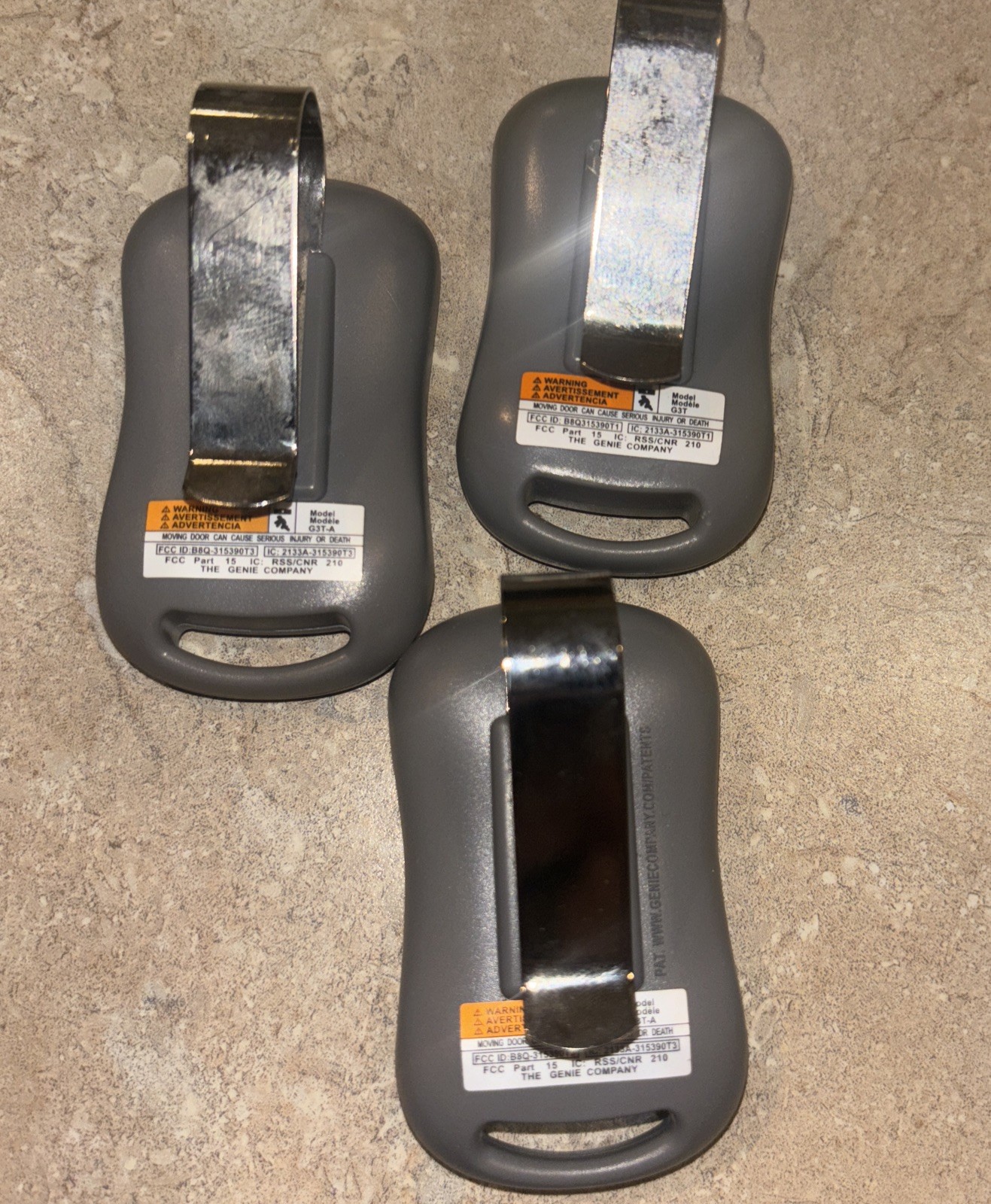 Lot Of 3 Genie G3T Garage Door 3-Button Remote Intellicode Opener OEM Sunvisor