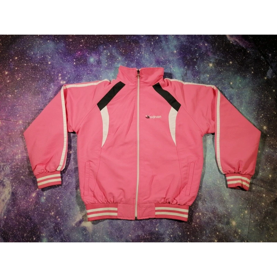 Adrian Sportswear Jacket Pink Size Small Lined Full Zip Vintage 90s Festivals - Image 2 of 4