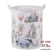 Bear Storage Basket,Nursery Large Hamper Canvas Laundry Basket Rice White