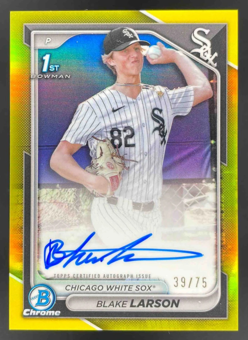 2024 Bowman Draft Chrome Yellow Refractor #CPA-BL Blake Larson RC Auto /75
