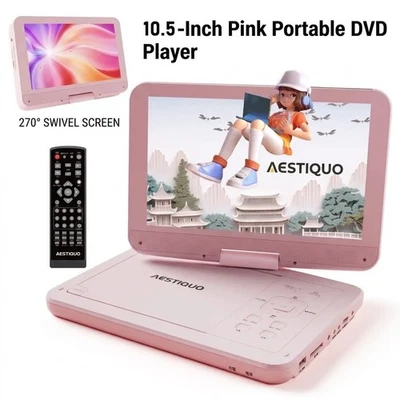 AESTIQUO PD101 Portable DVD Player 12.5inch 10.5 LCD Region Free Pink Japan New - Image 1 of 4