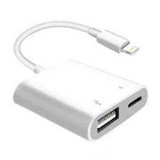 Apple MFi Certified Lightning to USB Camera Adapter with Charging Port for iP...